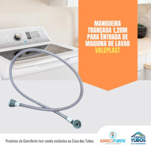 Mangueira trançada 1,20m para entrada de máquina de lavar valeplast